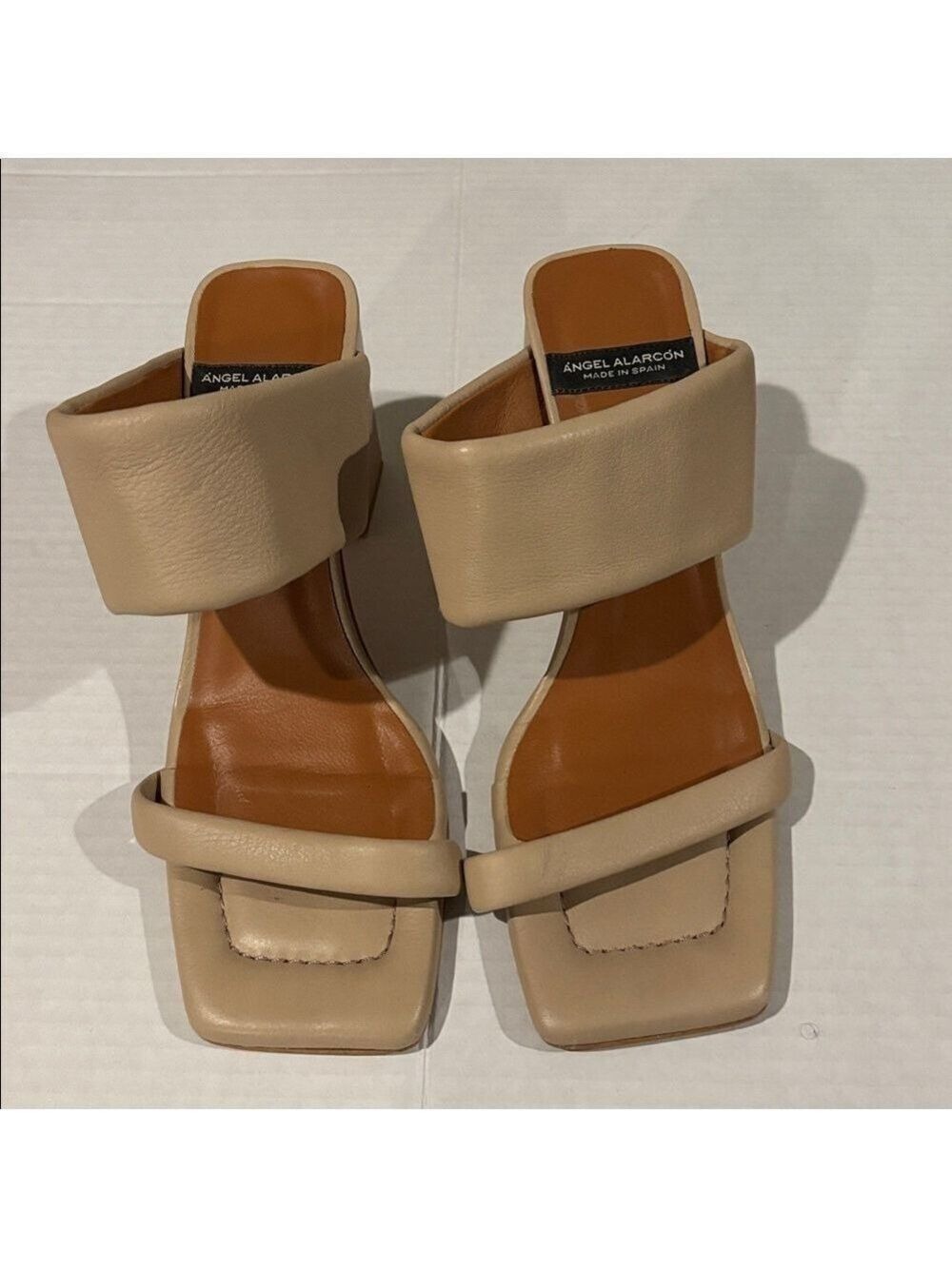 Angel Alarcon Tan Leather Block Heel Sandals - Size 39